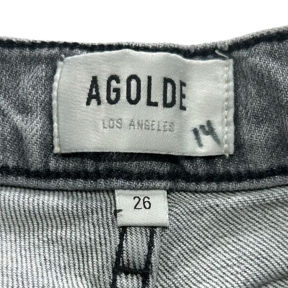 Agolde Nico Women's High Rise Skinny Jeans Raw Hem Gray Size 26 - Picture 4 of 8